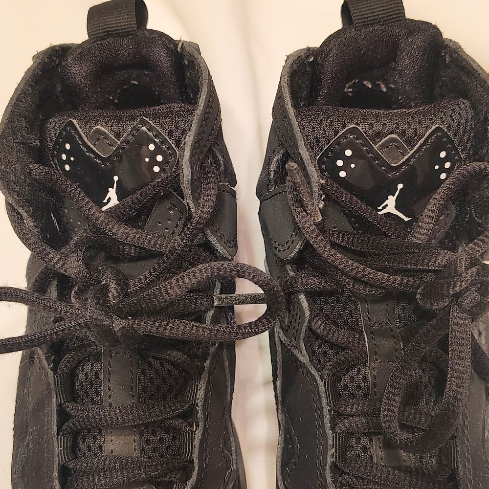 Jordan Nike True Flight Kids Black Sneakers with White and Grey Accents. Size 12
